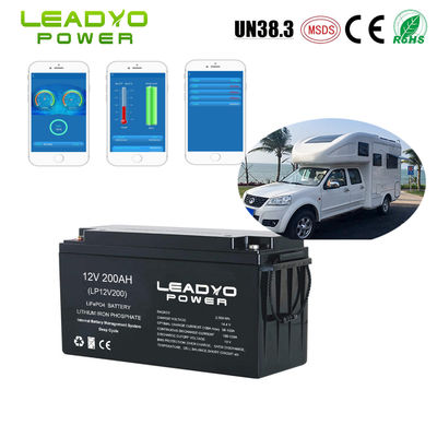 خرید باتری قابل شارژ IP66 لیتیوم یون RV 12V 200Ah LiFePO4 باتری چرخه عمیق با برنامه هوشمند ساخت آنلاین