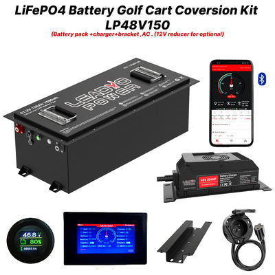 خرید 48V 150Ah 51.2V LiFePO4 باتری گلف کارت لیتیوم کیت تبدیل 250Amp خروجی مداوم ، 520A / 20S ساخت آنلاین