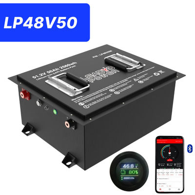 خرید 48 ولت 50 آمپر 51.2 ولت 2 150 آمپر LiFePO4 باتری گلف کارت با صفحه نمایش LCD و بلوتوث ساخت آنلاین