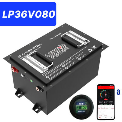خرید 36 ولت 80 آمپر 150 آمپر (36.8 ولت) بلوتوث LiFePO4 باتری کارت گلف لیتیوم با صفحه نمایش LCD و بلوتوث ساخت آنلاین