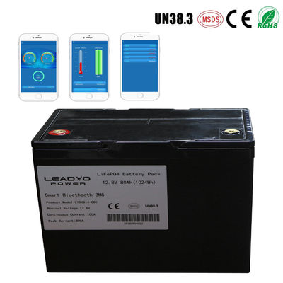 قیمت مناسب باتری قایق لیتیوم یون هوشمند 12 ولت 80 آمپر ساعت Deep Cycle Lifepo4 Marine Batteries با برنامه بلوتوث آنلاین