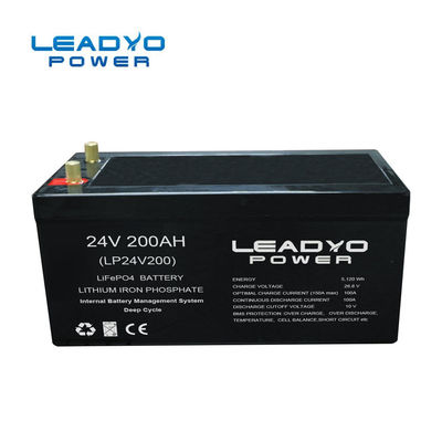 IP66 کیس ABS باتری لیتیومی چرخه عمیق باتری لیتیوم آهن فسفات باتری 24V 200Ah